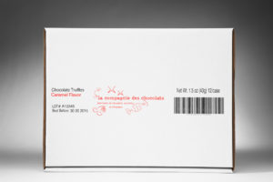 Nadruki kodów kreskowych i grafiki na kartonach drukarką Markem-Imaje 4