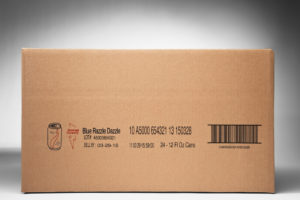 Nadruki kodów kreskowych i grafiki na kartonach drukarką Markem-Imaje 5