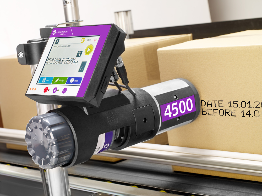 Nadruki drukarką Markem-Imaje 4500 w niskiej rozdzielczości bezpośrednio na kartonach